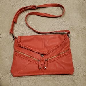 Coral braided leather crossbody Urban Expressions